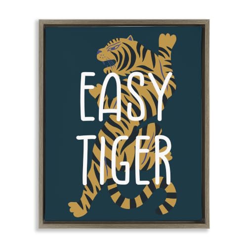 Stupell Industries 'Easy Tiger Phrase'| Floating Frame Canvas Art