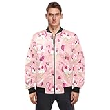 Flamingo Hope Ice Cream Mens Bomber Jacket Waterproof Mens Outerwear Jackets Coats Softshell Bomber Jacket Golf Outer Wear XL