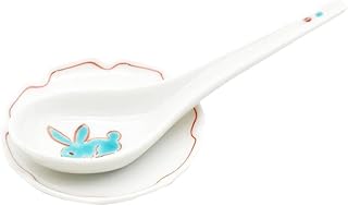 九谷焼 皿付きレンゲ うさぎ JAPAN KUTANI