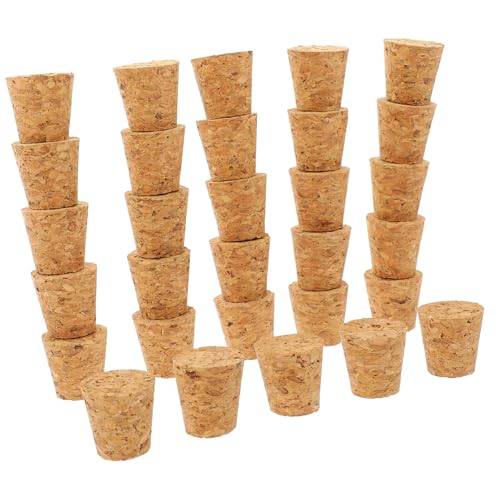 VILLCASE 30 piezas Tapones de Corcho Cónicos de Madera para Botellas de Vino Sellado Seguro para Boca de Reutilizables y Resistentes para Conservación de Bebidas Abiertas