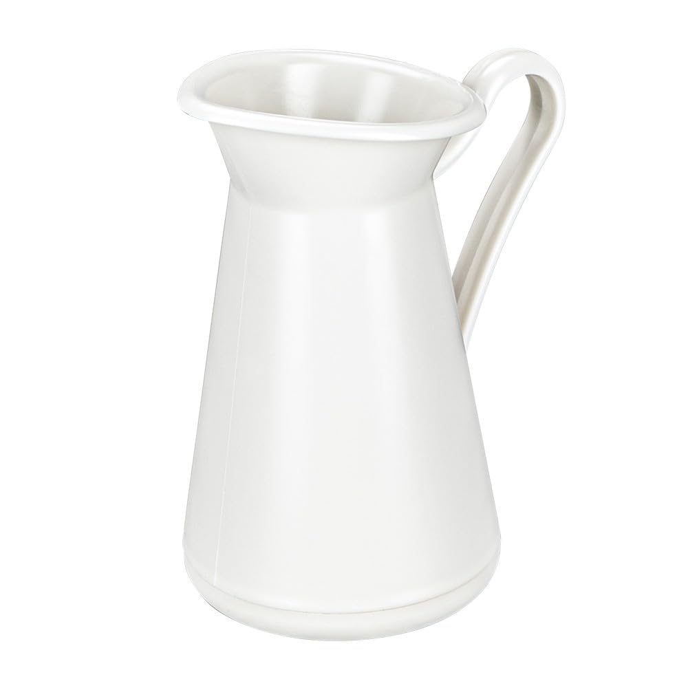 Ideen mit Herz Jarra decorativa de plástico, blanco para decorar, 16,4 cm x 13,9 cm x 9,5 cm