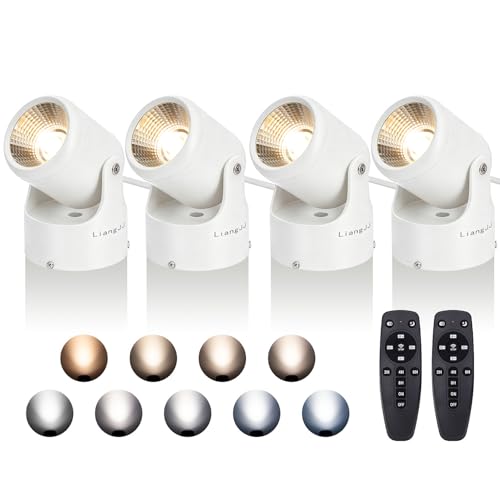 Image of Stepless Adjustable Color Temperature and Dimmable Uplights Indoor | 4Pack 24w Uplighting with Timer and Remote, 6000K Floor Can Light & Spot Lights for Corner, Accent, Plant, Artwork, Wall