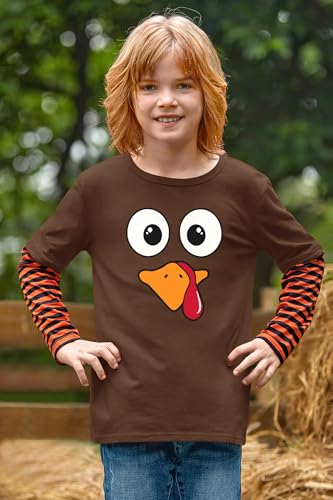 BesserBay Kids Thanksgiving Stripe Long Sleeve Patchwork Shirt 4-12 Years2