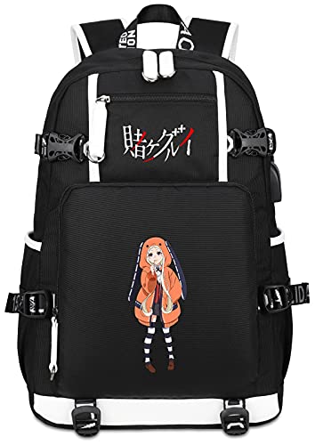 Roffatide Anime Kakegurui Yomotsuki Runa Laptop-Rucksack mit USB-Ladeanschluss und Kopfhöreranschluss Cover
