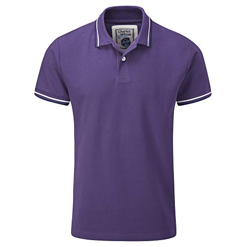 Charles Wilson Contrast Tipped Polo Shirt (Large, Purple (1019))