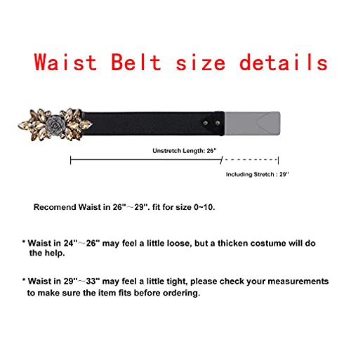 E-Clover Fashion Floral Rhinestone Buckle Women's Elastic Waist Cinch Belt For Dress For Waist Size 25''-32'' (White Rhinetsone) #TOP5