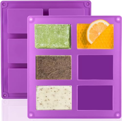 Image of Curated Cart Silicone Soap Molds for Soap Making- 6-Cavity Rectangle Soap Mold for Making Handmade Soaps, Bath Bombs, Candles, Non-Stick Flexible Silicone Mould for DIY Soap Making, Multicolor (Pack of 1)