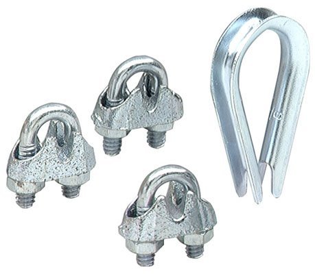 SecureLine 7315-12 Wire Rope Thimble and Clamp Set, 1/4-Inch