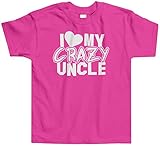 Threadrock Little Girls' I Love My Crazy Uncle Toddler T-Shirt 3T Hot Pink
