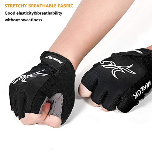 MOREOK Mens Cycling Gloves,Half Finger Biking Glove MTB DH Road Bicycle Gloves Gel Pad Shock-Absorbing Anti-Slip Breathable Motorcycle Mountain Bike Gloves Black-S - Thumbnail 5