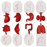 Human Organs Silicone Molds 8 Pcs for Halloween, Heart Brain Liver Intestinal Stomach Chocolate Fond
