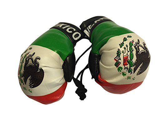 Flag Mini Small Boxing Gloves to Hang Over Car Automobile Mirror – Americas (Country: Mexico)