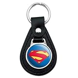 Black Leather Superman New 52 Shield Logo Keychain