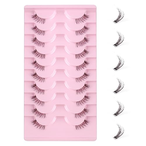 Oreola Half Lashes Wispy Clear Band Pestañas Aspecto natural 10 pares de pestañas de esquina ligeras Pestañas de ojo de gato suaves hechas a mano Pestañas de visón de imitación reutilizables