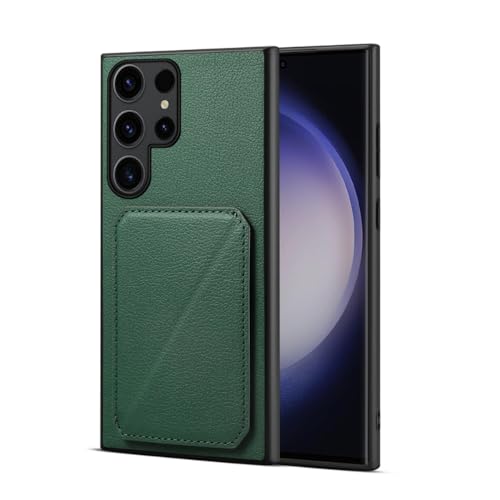 Étui en cuir pour Samsung Galaxy S23 Ultra avec porte-carte magnétique vert