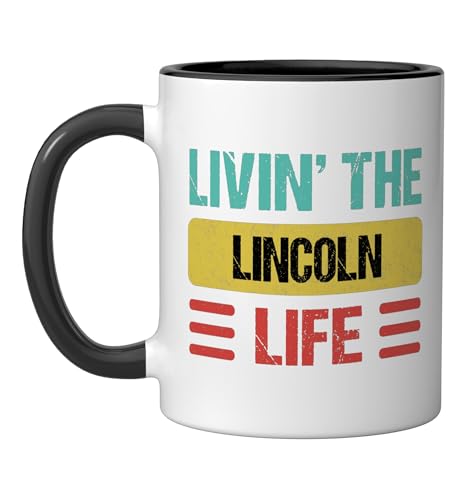 Vaso de cerámica Lincoln de 11 onzas negro/blanco miniatura 1