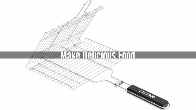 Livzing Portable Barbecue Grill Foldable BBQ Basket Non Stick Iron Grilling Net Basket Roast Grilling-Powder Coated with Wooden Handle-Grilling Fish Steak Seafood-Outdoor Kitchen Tool