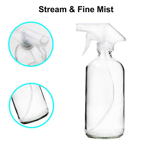 Youngever 4 Pack Empty Glass Spray Bottle, 16 Ounce Clear Glass Spray Bottle for Essential Oils with Extra Durable Trigger Sprayers3