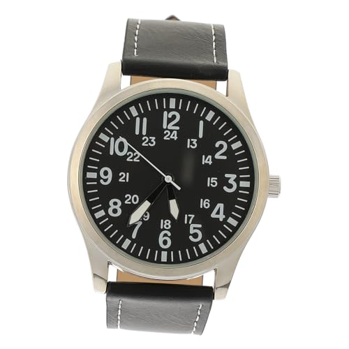 VANZACK Reloj de Cuarzo para Hombre Movimiento Preciso Correa Ajustable de Cuero Negro Reloj de Pulsera Resistente y Luminoso para Uso Diario y Negocios
