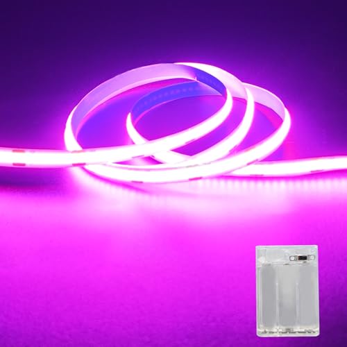 Image of ZSLAIFU Battery Powered LED Strip Lights, 3.3FT COB LED Strip Light, Battery Operated LED Lights, Pink LED Strip Lights Battery Powered for Closet, Cabinet, Shelf, Kitchen, DIY Lighting