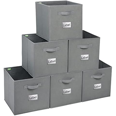 KEEGH Storage Cubes Cube Storage Bins 13x13x13 inch Foldable Fabric Closet Organizer for Shelves Storage Box Cubby Bins Cloth Nursery Decorative Basket with Handles, Dark Gray Cover