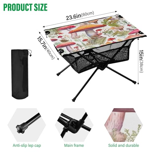 Mesa Plegable Mushrooms Blanca para Camping, Playa y Picnic – Mesa Lateral Portátil y Fácil de Transportar con Bolsa Duradera para BBQ y Uso al Aire Libre miniatura 3