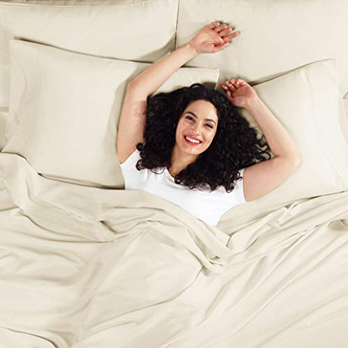Cal King Size Lençóis Set, creme bege do Marfim - macia de luxo melhor qualidade de 4 peças da cama