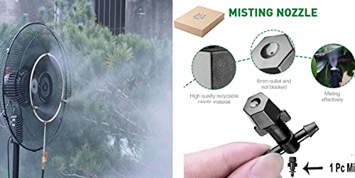 DIY Crafts Water Misting Cooling System Kit Summer Sprinkler Nozzle Outdoor Garden Greenhouse Park Plant Spray Hose Watering Sprayer (6 Pcs Misting Kit, Included Pipe + Faucet Connector + Accessory)