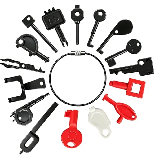 XEEUEX 16-Piece Call Point Tets Keys Fire Alarm Test Key Set (includes keyring) universal fire alarm test key suitable for engineers emergency door release and system maintenance