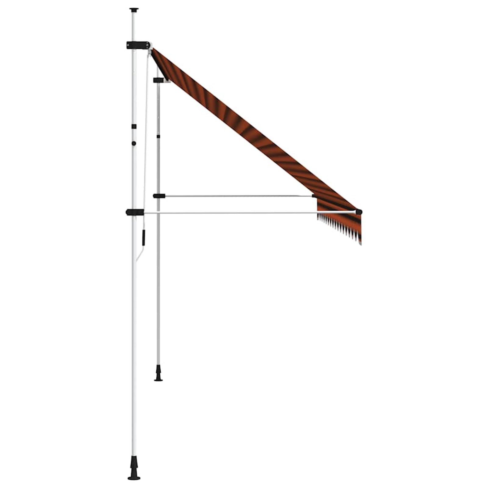 Wysuwana markiza balkonowa, obsługiwana ręcznie, 400 cm, pomarańczowa i brązowa, bez wiercenia, z korbą ręczną, aluminiowa markiza odporna na promieniowanie UV, regulacja wysokości i działanie