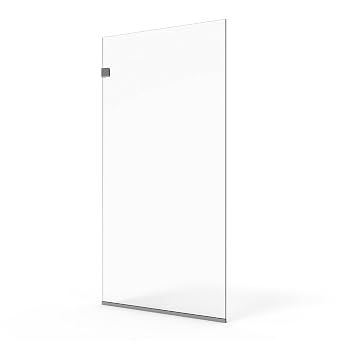 Fab Glass and Mirror 24x72 Frameless Shower Panel - 3/8" Thick Tempered Safety Glass - Fixed Bathroom Partition - Chrome Finish - Contemporary Design