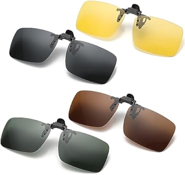 Clips Lunettes Polarisées Rotatifs 180° – 4 Pièces Pour Porteurs De Lunettes De Vue, Matériau TAC Qualité