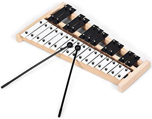 Image of Giantex 27 Note Glockenspiel Xylophone, Percussion Instrument with Wood Base and 27 Metal Keys, Alto Full Size Glockenspiel Xylophone for Adults and Kids- Includes 2 Mallets and Carrying Bag