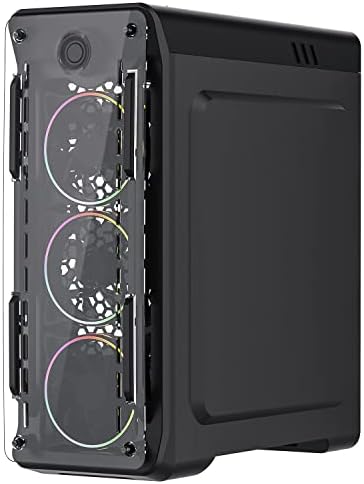GameMax Optical Mid-Tower ATX ARGB PC Gaming Case, 4 x 120mm Dual-Ring Rainbow Fans Included, Acrylic Side Panels | Black