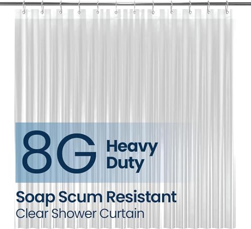 Image of LiBa Shower Curtain PEVA 8G, 72x84 Inch Waterproof Clear | Non-Toxic shower liner, waterproof plastic shower curtain, rust-proof grommets, weighted magnets, bathroom accessories