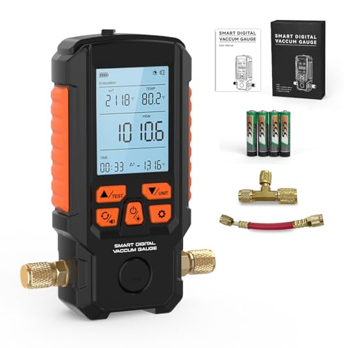 Digital Vacuum Gauge HVAC, ±0.2% Accuracy & 0-2000mbar, 7/16