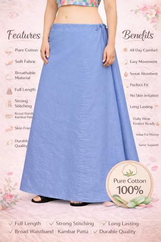 Image of CITIX Pure Cotton Petticoat for Woman Saree | Adujastable Drawstring Waist