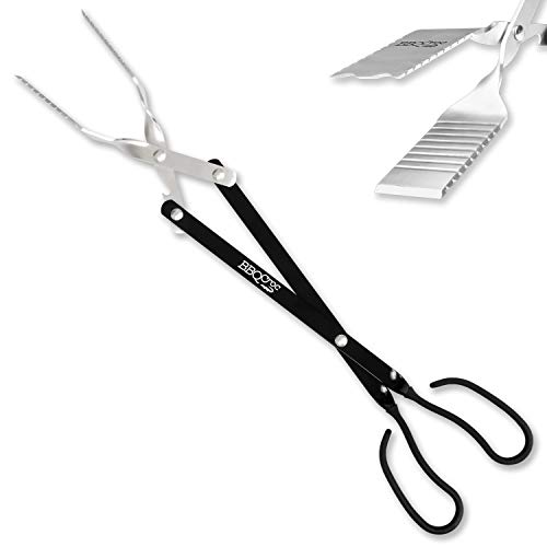 BBQCroc 3 in 1 Barbecue Tool 21-inch - Extra Light and Long Tongs Spatula and Grill Scraper Black