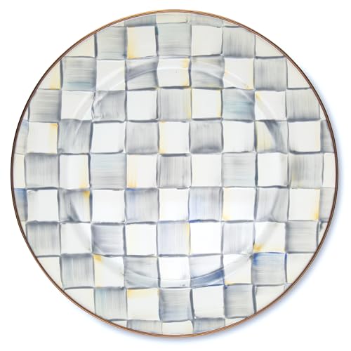 Image of MACKENZIE-CHILDS Enamel Charger Plate, Gray-and-White Sterling Check