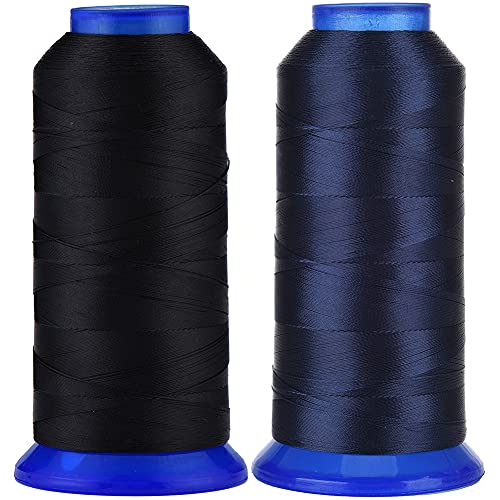 Selric [3000Yards/Black+Navy Blue] Pack of 2 UV Resistant High Strength Polyester Thread #69 T70 Size 210D/3 for Upholstery, Outdoor Market, Drapery, Beading, Purses, Leather Deal