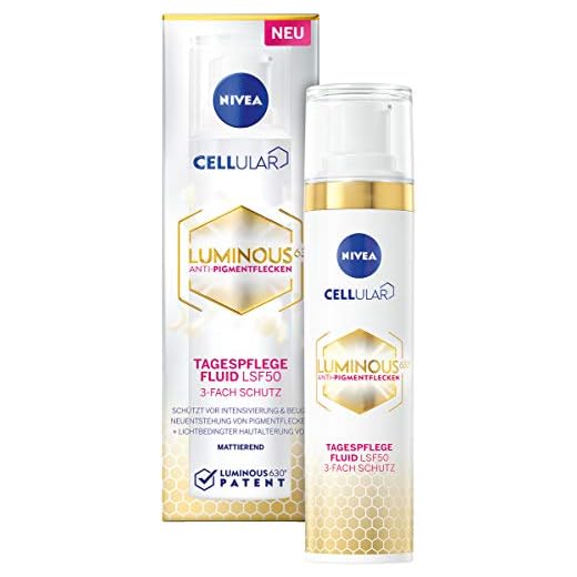 NIVEA Cellular LUMINOUS 630 - Crema de día antimanchas de pigmentación (40 ml), fluida antimanchas de pigmentación con FPS 50, crema de día para una piel uniforme
