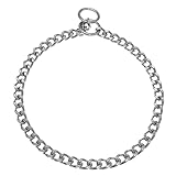 Herm Sprenger Chrome Plated Steel Dog Collar with Flat Narrow Links 4.0mm and Two O-Rings Choke Chain | Medium Large Dogs Professional Training Collar Correction Chain Made in Germany (30in (75cm))