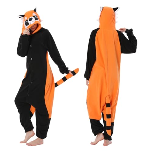 Pyjama combinaison raton laveur HULG surpyjama ultra doux et chaud pour affronter l'hiver