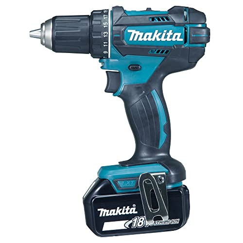Makita - Taladro atornillador 18v 4ah 2 bateria li-ion diámetro 38 madera