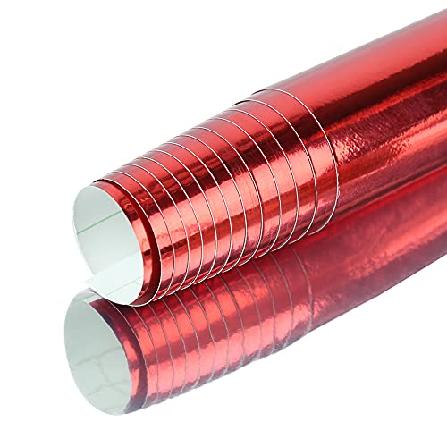 uxcell Chrome Red Bubble Free Self Adhesive Car Vinyl Film Wrap Sticker Decal 152cm x 30cm