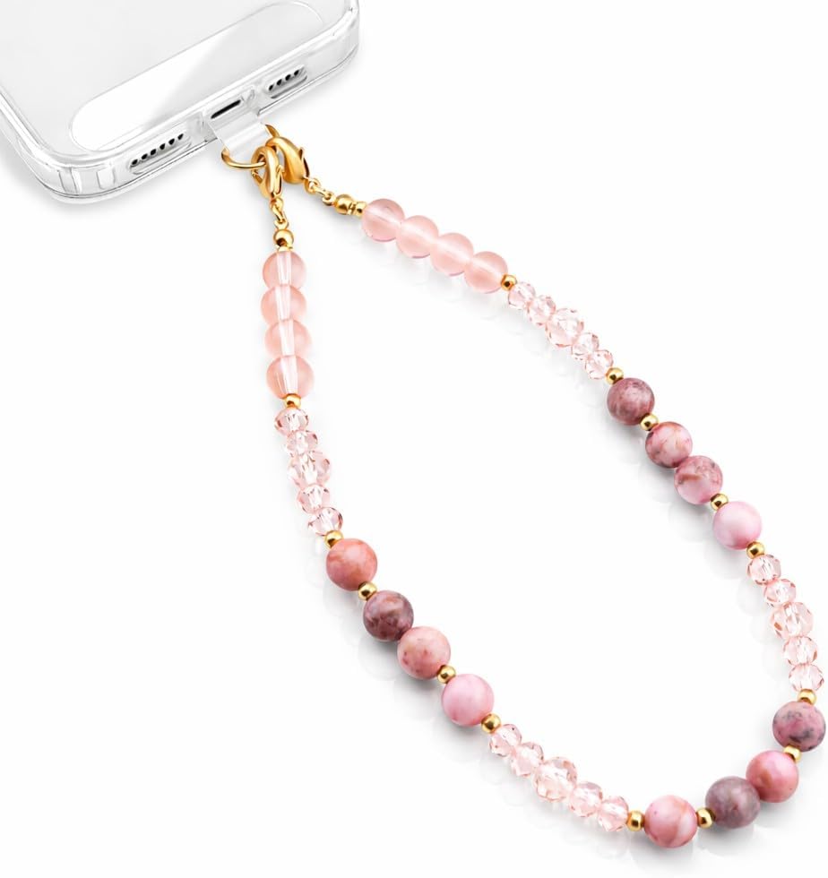 Natural Stones Cute Phone Charm Detachable Phone Strap Hook Hands-Free Phone Wrist Strap Cell Phone Lanyard for Women - Iphone Accessories Keychain