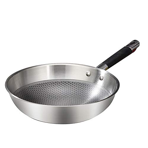 SENXUAN Stainless Steel Wok, Stir Fry Pan,Induction Compatible, Dishwasher and Oven Safe, 11.8