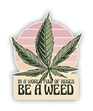 VulgrCo in a World of Roses be a Weed Pot Leaf Funny Sticker Vinyl Waterproof UV Resistant Decal for Phones Laptops Water Bottles Tumblers Boats Cars Trucks Windows Kayak 3' inch Bumper Stickers