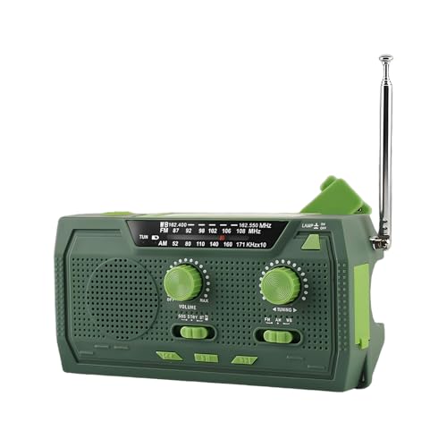 Radio Portátil | Radio Solar con Manivela - Linterna para Senderismo Supervivencia Exterior Emergencia Tormenta y Corte de Corriente