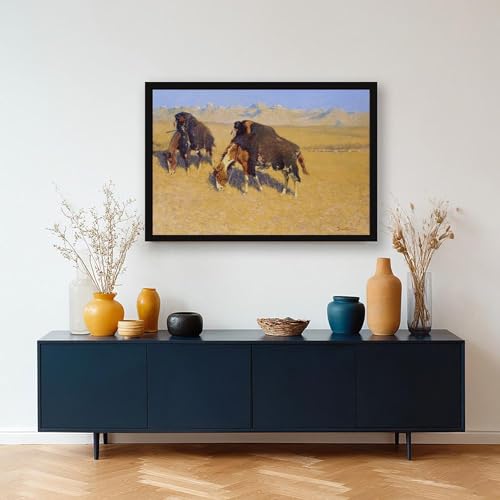 Poster indiens simulant le buffle par Frederic Remington toile 30x45cm